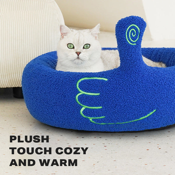 Pet Calming Bed Warm Soft Plush Round Cat Dog Nest Comfy Sleeping Gesture
