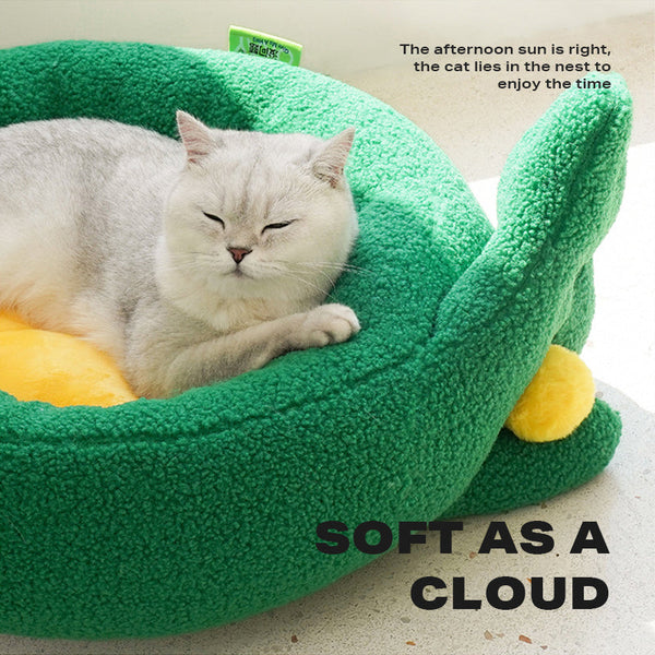 Dog Cat Pet Calming Bed Warm Soft Plush Round Nest Comfy Sleeping Gesture