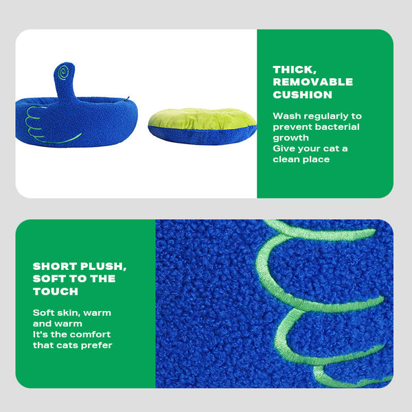 Zeze Dog Cat Pet Calming Bed Warm Soft Plush Round Nest Comfy Sleeping Gesture Pet Beds