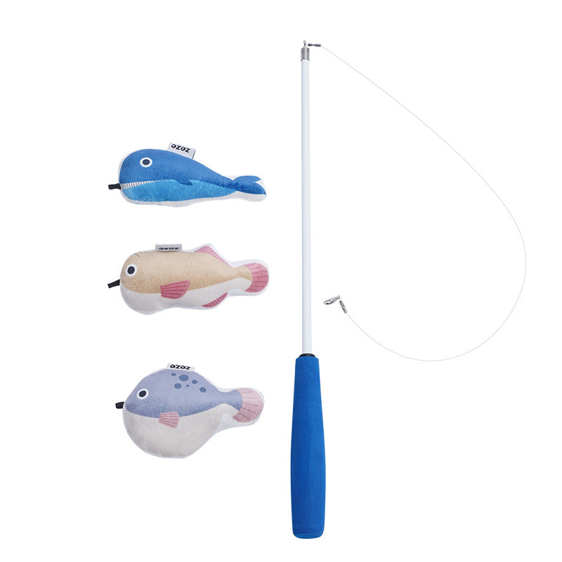 Zeze Fishing Rod Tease Cat Stick Supplies Mobile Toy Set Cat Toys
