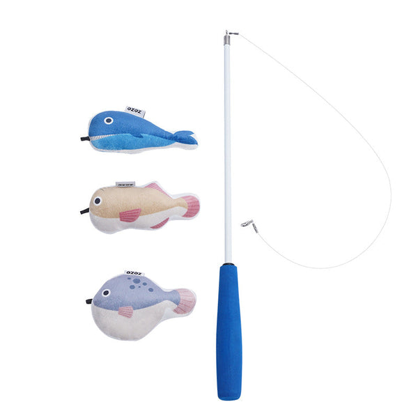 Zeze Fishing Rod Tease Cat Stick Supplies Mobile Toy Set Cat Toys