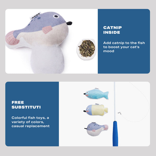 Zeze Fishing Rod Tease Cat Stick Supplies Mobile Toy Set Cat Toys