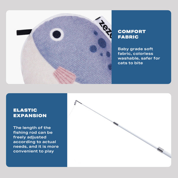 Zeze Fishing Rod Tease Cat Stick Supplies Mobile Toy Set Cat Toys