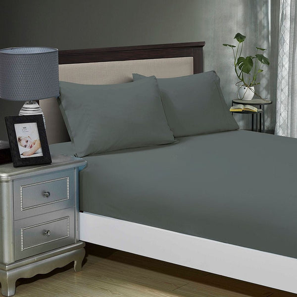 Fabric Fantastic 1000Tc Ultra Soft Fitted Sheet & 2 Pillowcases Set Double Size Bed Sheets