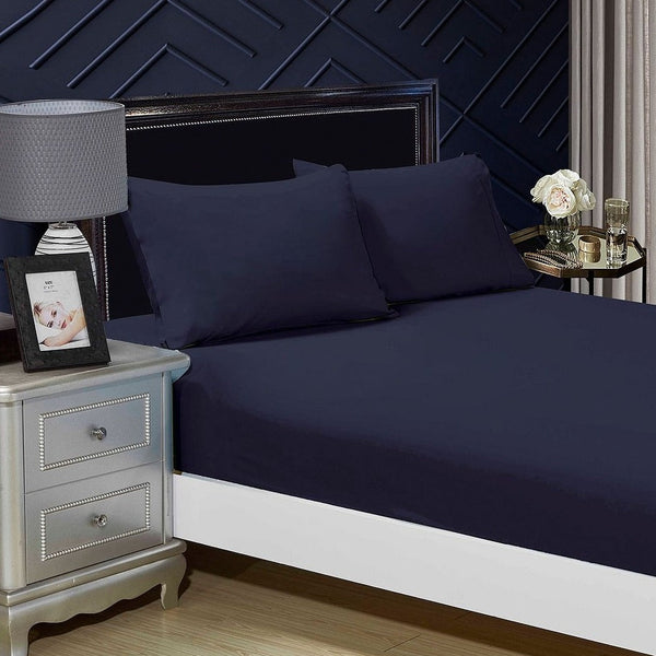 Fabric Fantastic 1000Tc Ultra Soft Fitted Sheet & 2 Pillowcases Set Double Size Bed Sheets