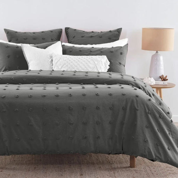 Fabric Fantastic Tufted Dot Grey Duvet Quilt Cover Set Quilt Covers