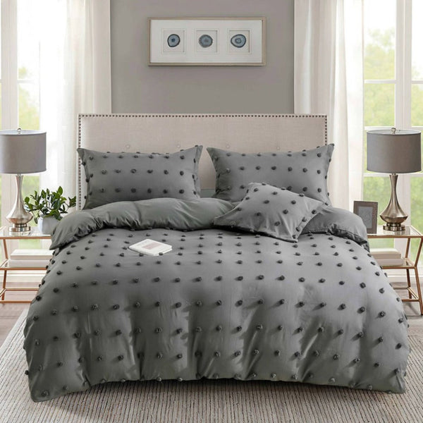 Fabric Fantastic Tufted Dot Grey Duvet Quilt Cover Set Quilt Covers