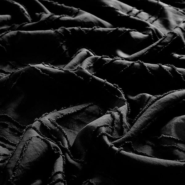 Tufted Textured Jacquard Black Duvet Quilt Cover Set