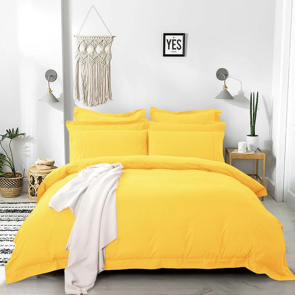 Fabric Fantastic Tailored 1000Tc Ultra Soft Yellow Duvet Quilt Cover Set Quilt Covers