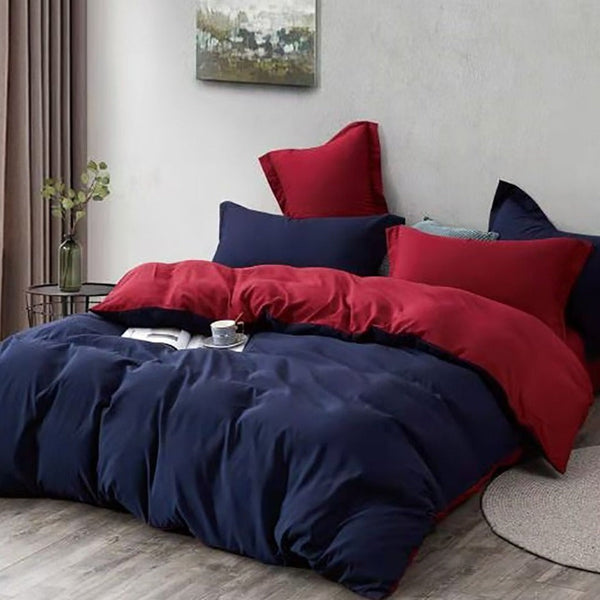 Fabric Fantastic 1000Tc Reversible King Size Blue And Red Duvet Quilt Cover Set Quilt Covers