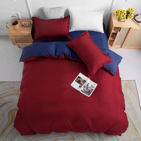 Fabric Fantastic 1000Tc Reversible King Size Blue And Red Duvet Quilt Cover Set Quilt Covers
