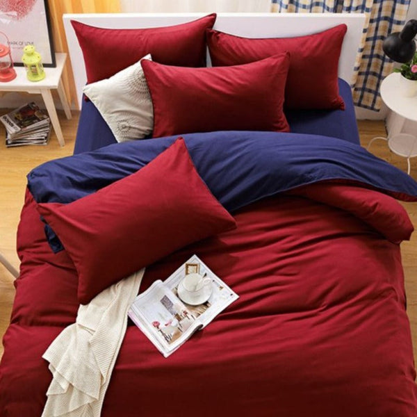 Fabric Fantastic 1000Tc Reversible King Size Blue And Red Duvet Quilt Cover Set Quilt Covers
