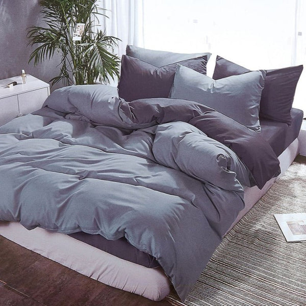 Fabric Fantastic 1000Tc Reversible Queen Size Grey Duvet Quilt Cover Set Quilt Covers