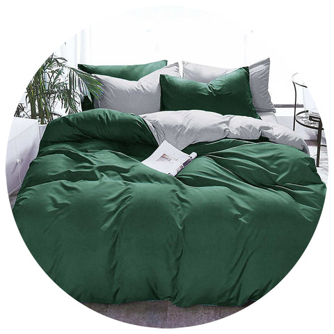 Fabric Fantastic Reversible Green Grey Queen Size Duvet Quilt Cover Set 1000Tc Quilt Covers