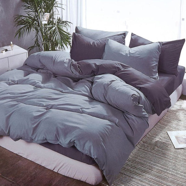 Fabric Fantastic 1000Tc Reversible Super King Size Grey Duvet Quilt Cover Set Quilt Covers