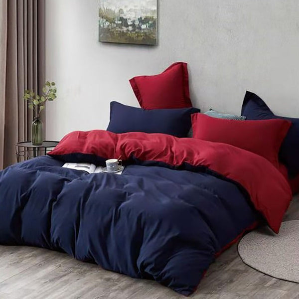 Fabric Fantastic 1000Tc Reversible Super King Size Blue And Red Duvet Quilt Cover Set Quilt Covers