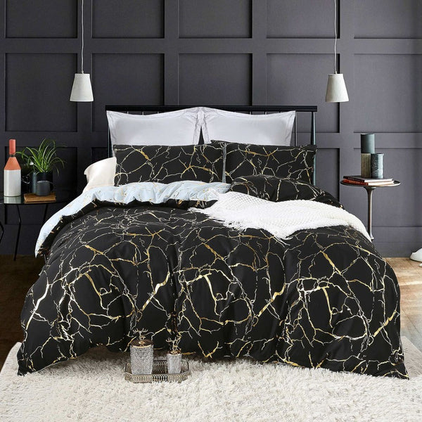 Fabric Fantastic Reversible Design King Size Black Duvet Quilt Cover Set Quilt Covers