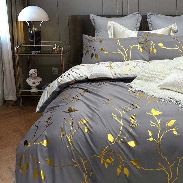 Fabric Fantastic Reversible Design Grey Bed Quilt/Duvet Cover Set Quilt Covers