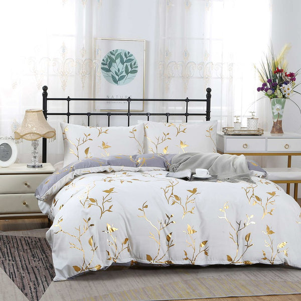 Fabric Fantastic Reversible Design Queen Size White Duvet Quilt Cover Set Quilt Covers