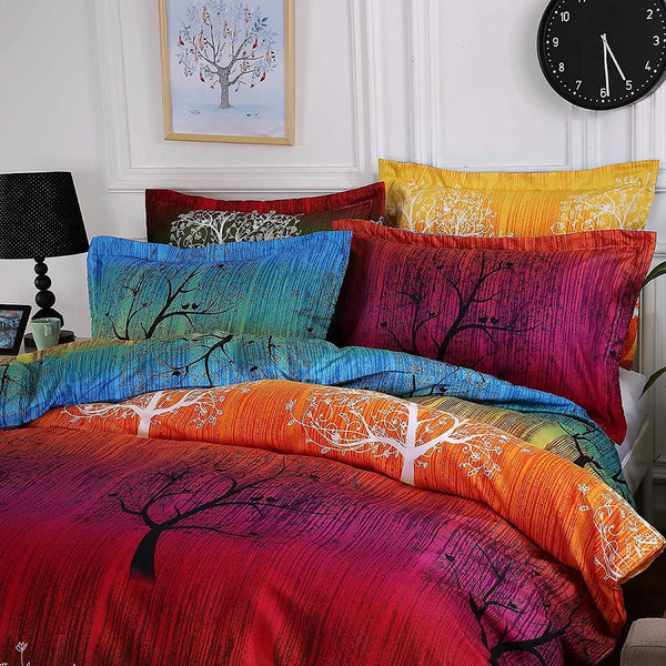 Fabric Fantastic Rainbow Tree Super King Size Bed Quilt/Duvet Cover Set Quilt Covers