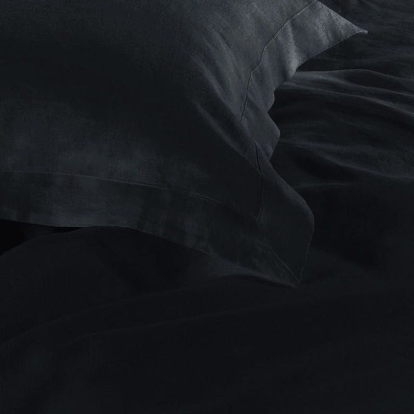 1000Tc Tailored Single Size Black Duvet Quilt Cover Set