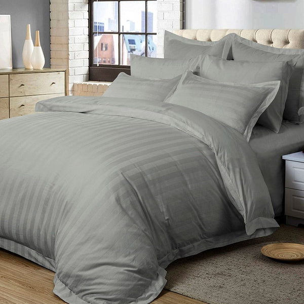 Fabric Fantastic 1000Tc Ultra Soft Striped King Size Duvet Quilt Cover Set Quilt Covers