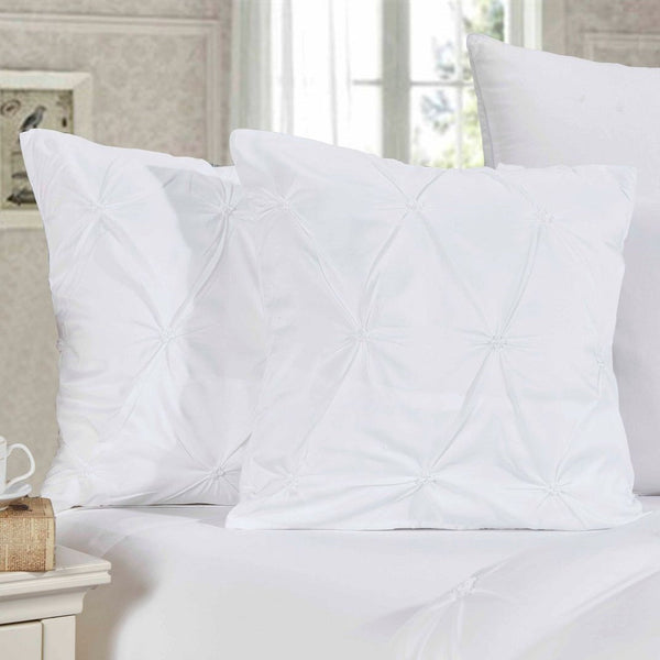 Fabric Fantastic Diamond Pintuck Premium Ultra Soft 2 Pack White Cushion Covers