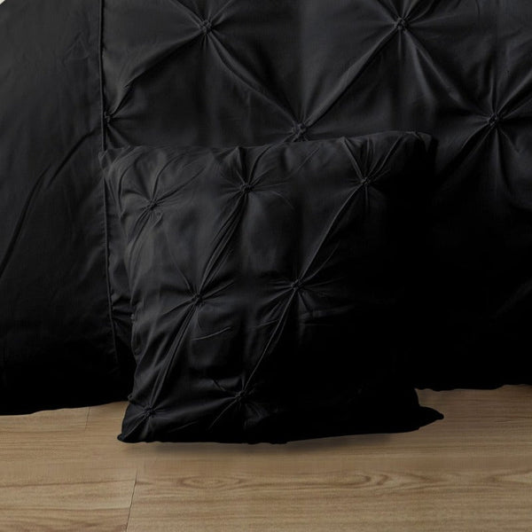 Fabric Fantastic Diamond Pintuck Premium Ultra Soft 2 Pack Black Cushion Covers