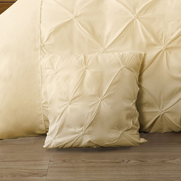 Fabric Fantastic Diamond Pintuck Premium Ultra Soft 2 Pack Yellow Cream Cushion Covers