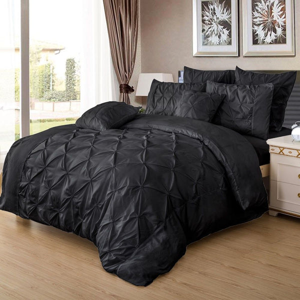 Fabric Fantastic Diamond Pintuck Black Duvet Quilt Cover Set Quilt Covers