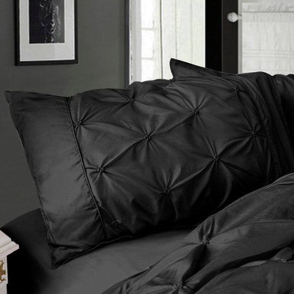 Diamond Pintuck Premium Ultra Soft Standrad Size Pillowcases 2-Pack Black