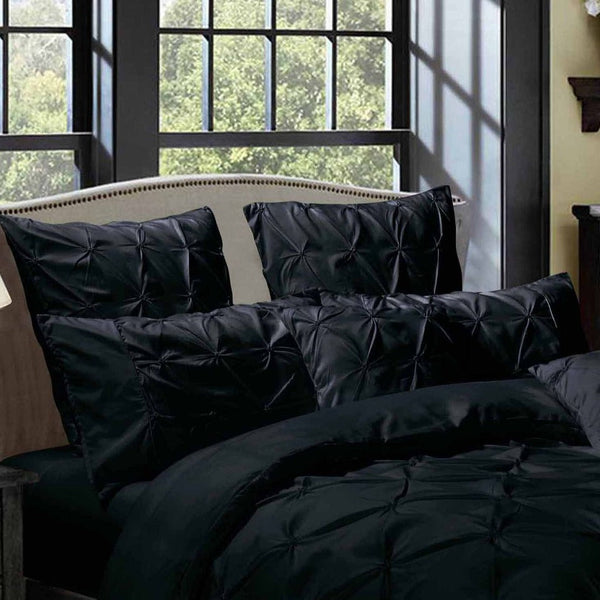 Fabric Fantastic Diamond Pintuck Premium Ultra Soft Standrad Size Pillowcases 2 Pack Black Pillow Cases