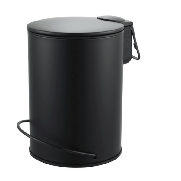 3L Soft Close Pedal Bin Black Rubbish Bins