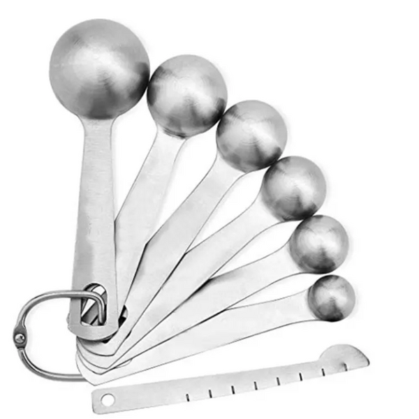 Qna 7Pcs Stainless Steel Measuring Spoons Measuring Cups Jugs & Spoons
