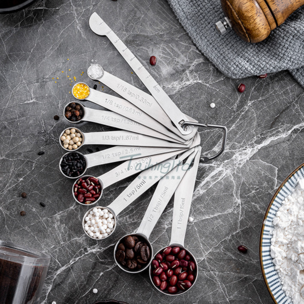 Qna 7Pcs Stainless Steel Measuring Spoons Measuring Cups Jugs & Spoons