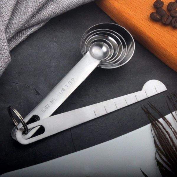 Qna 7Pcs Stainless Steel Measuring Spoons Measuring Cups Jugs & Spoons