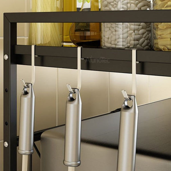 Qna Width & Height Microwave Shelf Black Racks & Holders
