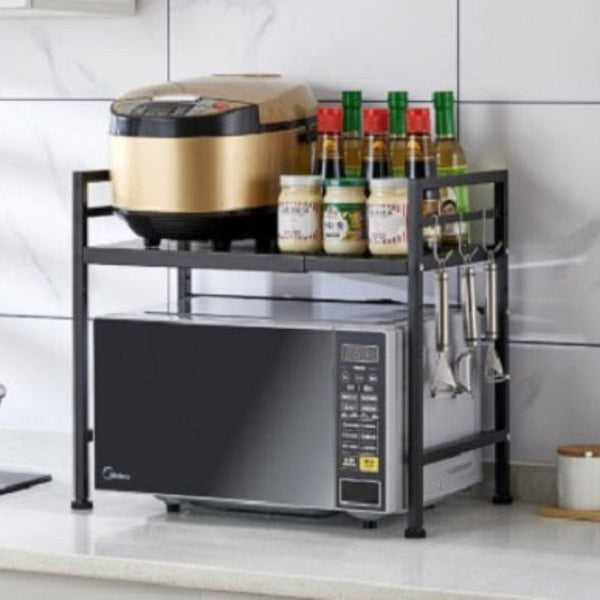 Qna Width & Height Microwave Shelf Black Racks & Holders