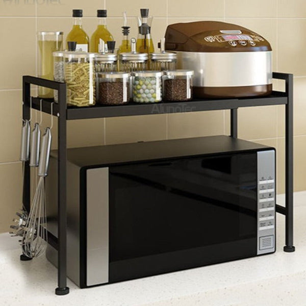 Qna Width & Height Microwave Shelf Black Racks & Holders