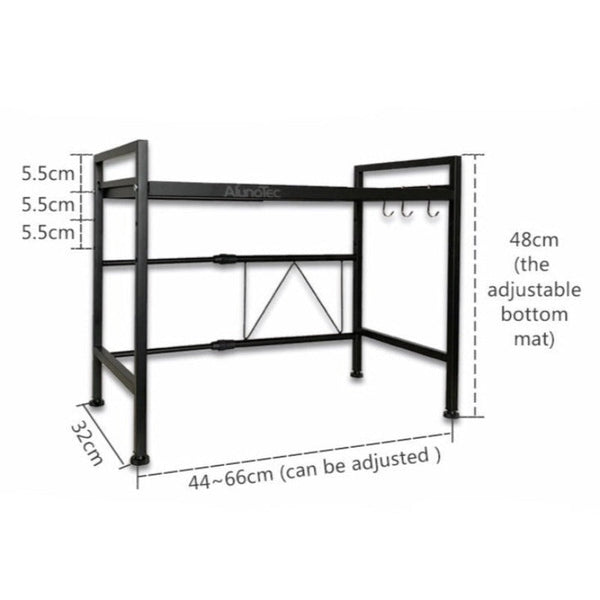 Qna Width & Height Microwave Shelf Black Racks & Holders