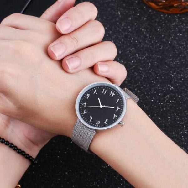 Veile Studios V5 Women Fashion Creative Arabic Numbers Stainless Steel Quartz Wristwatch Multi B Watches