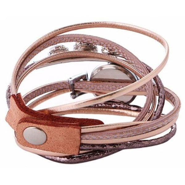 Veile Studios V5 Women Fashion Luxury Rhinestone Leather Bracelet Quartz Watch Multi C Wristwatch Bands