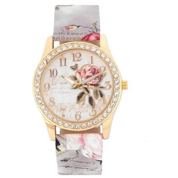 Veile Studios V5 Women Fashion Personality Rose Belt With Diamond Multi C Watches