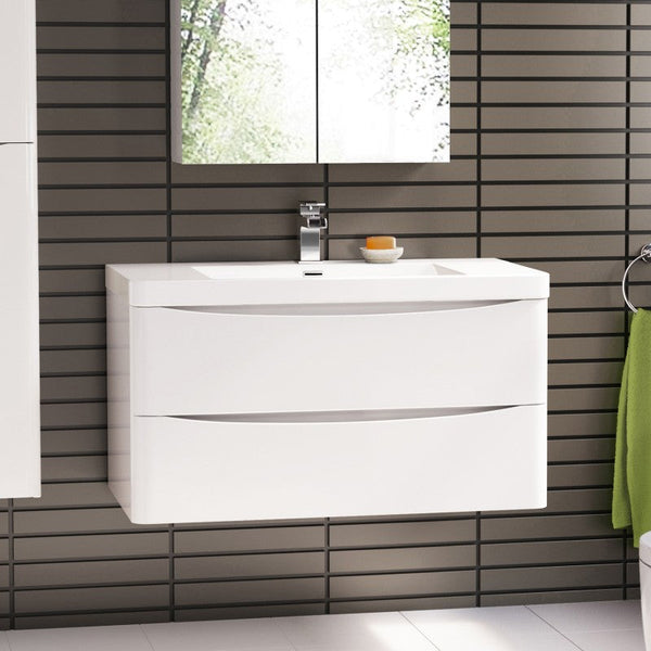 Belbagno Ancona Wall Hung Bathroom Vanity 1200Mm Gloss White Bathroom Sinks