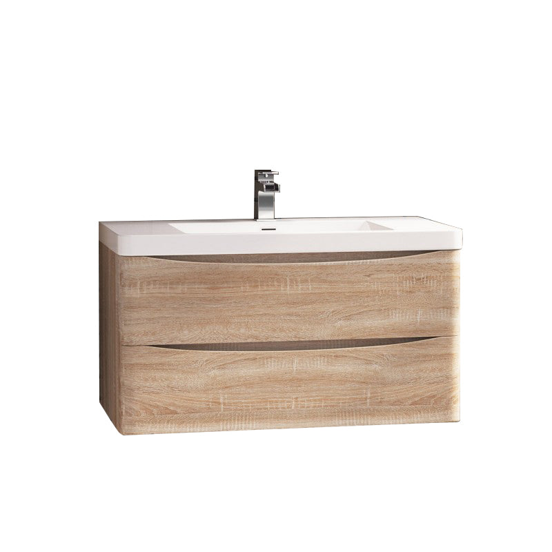 Belbagno Ancona Wall Hung Bathroom Vanity 1200Mm White Oak Bathroom Sinks
