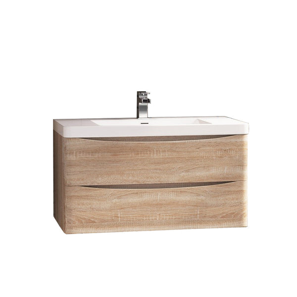 Belbagno Ancona Wall Hung Bathroom Vanity 1200Mm White Oak Bathroom Sinks