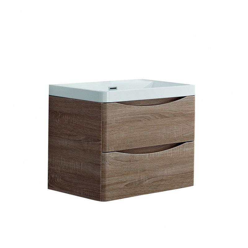 Belbagno Ancona Wall Hung Bathroom Vanity 600Mm White Oak Bathroom Sinks