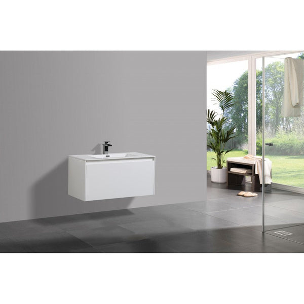 Belbagno Prado Wall Hung Bathroom Vanity 1200Mm Gloss White Bathroom Sinks