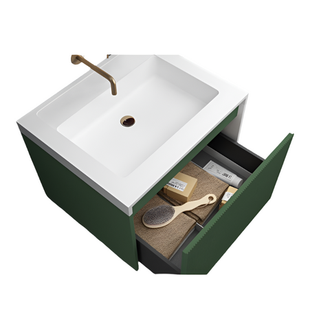 Belbagno Rimini Wall Hung Bathroom Vanity 600Mm Rain Forest Bathroom Sinks