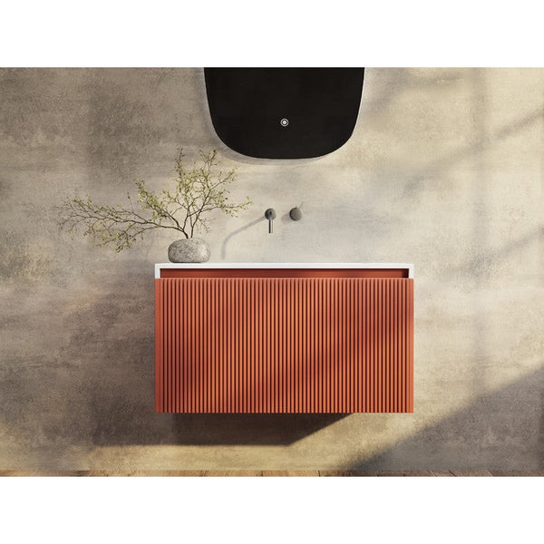 Belbagno Rimini Wall Hung Bathroom Vanity 800Mm Potters Clay Bathroom Sinks